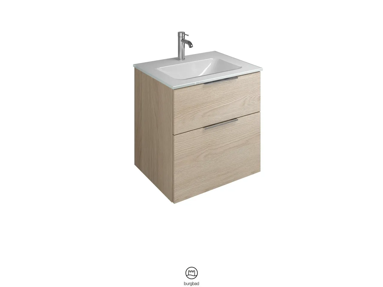 burgbad Badmöbelset Glas-Waschtisch inkl. Waschtischunterschrank „Eqio“ 62 × 61,5 × 49 cm Stangengriff, Chrom (140 / 397 mm), in Eiche Dekor Urban burgbad Badmöbelset Glas-Waschtisch inkl. Waschtischunterschrank „Eqio“ 62 × 61,5 × 49 cm Stangengriff, Chrom (140 / 397 mm), in Eiche Dekor Urban