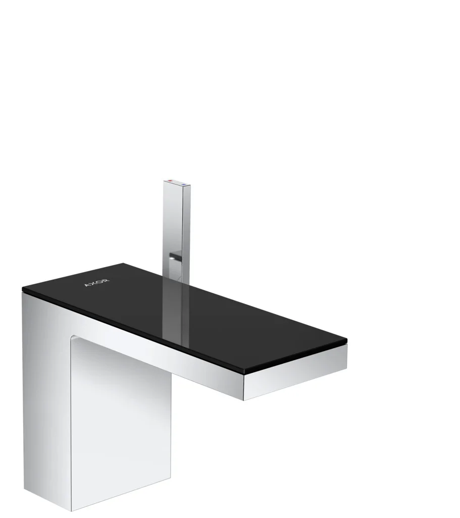 Hansgrohe AXOR MyEdition Einhebel-Waschtischmischer 110, schwarz/chrom, Ausladung 150 mm, Auslaufhöhe 110 mm, Hebelgriff, PowderRain Strahlart, max. Durchflussmenge 5 l/min