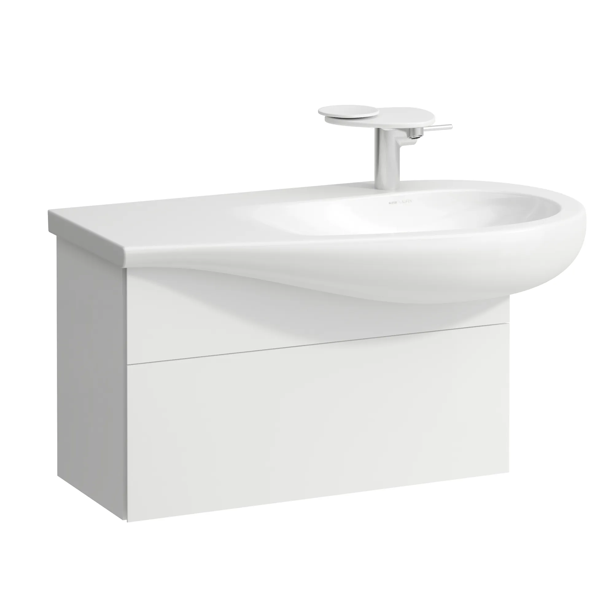 Waschtischunterbau, ILBAGNOALESSI, 321x732x442, 1 Schublade, integrierte, versteckte Griffe seitlich, Vollauszug, Soft-Close, Siphonausschnitt rechts, passend zu Waschtisch H814976, Weiß matt Waschtischunterbau, ILBAGNOALESSI, 321x732x442, 1 Schublade, integrierte, versteckte Griffe seitlich, Vollauszug, Soft-Close, Siphonausschnitt rechts, passend zu Waschtisch H814976, Weiß matt