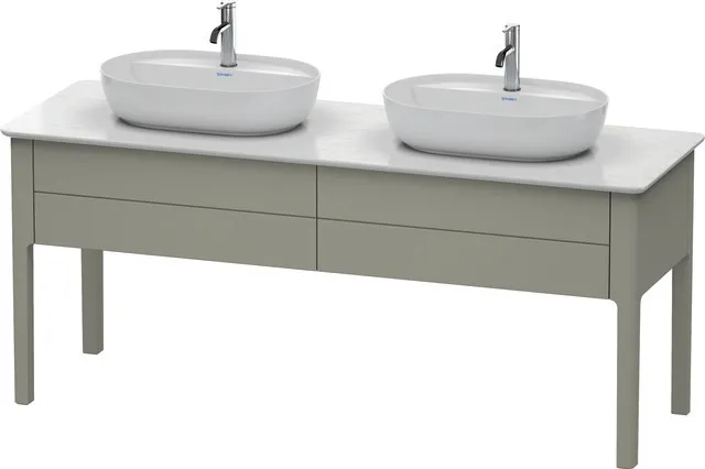 Duravit Waschtischunterschrank bodenstehend „Luv“ 173,3 × 74,3 × 57 cm Becken: links und rechts / Front- & Korpusfarbe: Steingrau Seidenmatt / Größe: 173,3 × 57 × 74,3 cm / Schubladen: 2 Duravit Waschtischunterschrank bodenstehend „Luv“ 173,3 × 74,3 × 57 cm Becken: links und rechts / Front- & Korpusfarbe: Steingrau Seidenmatt / Größe: 173,3 × 57 × 74,3 cm / Schubladen: 2