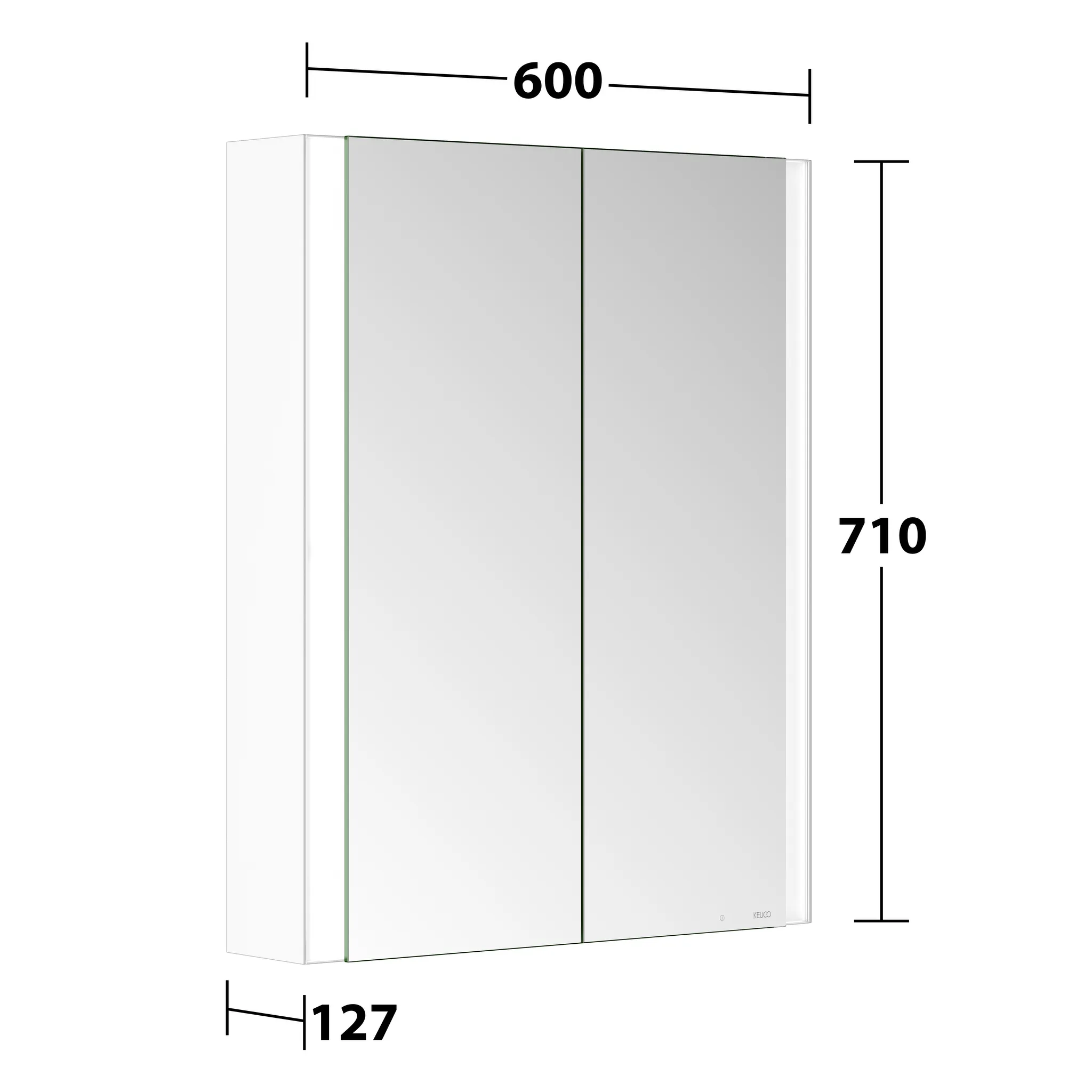 KEUCO Wandvorbau Spiegelschrank „Somaris“ Weiß (matt), ohne Spiegelheizung 600 × 710 × 128 mm