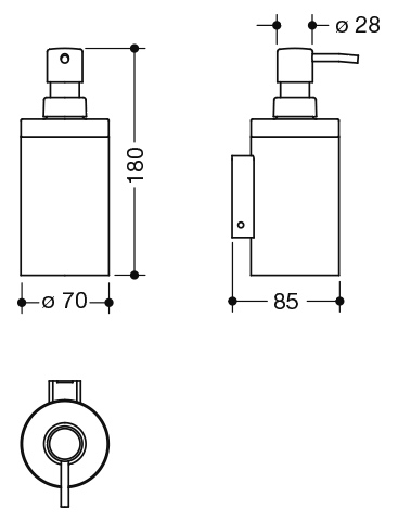 HEWI Seifenspender „System 900“ 10,1 × 18 × ⌀ 7 cm