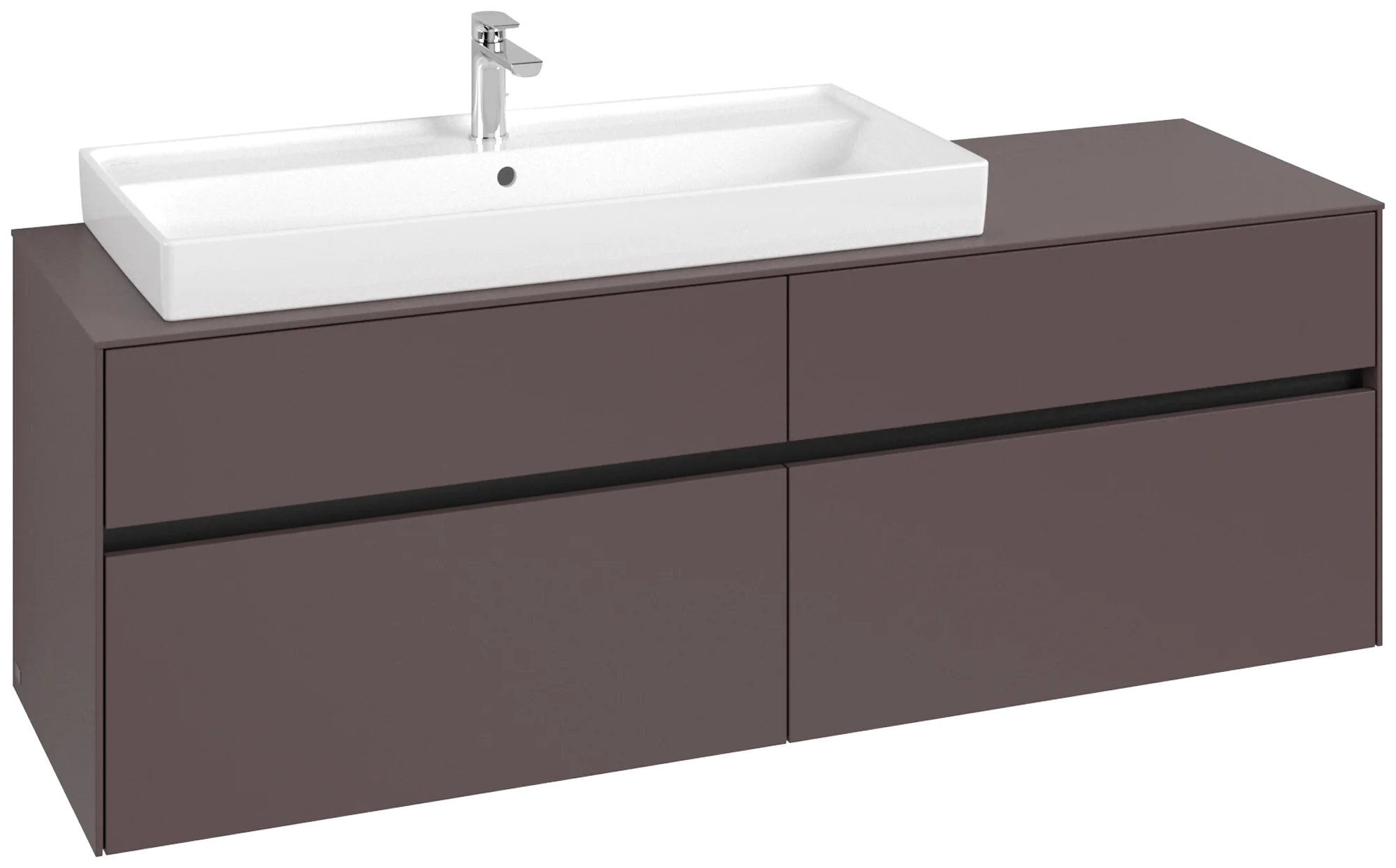 Villeroy & Boch Waschbeckenunterschrank Collaro C029B0, Eckig Dark Berry, 1600x548x500mm, mit Beleuchtung und SoftClosing, Smarthome-fähig