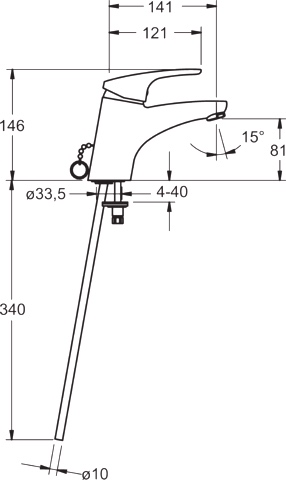 HA Einhebelmischer Waschtischbatterie HANSAMIX 0104 Kupferrohr Ausladung 141 mm DN15 Chrom