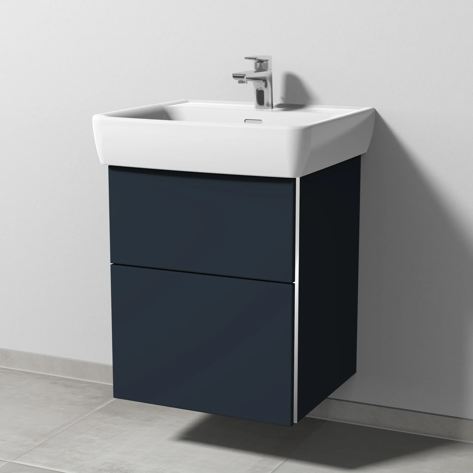 Sanipa Waschtischunterschrank „3way“ passend zu Keramik-Waschtische Pro A von Laufen 475 × 588 × 447 mm in Marine (matt)