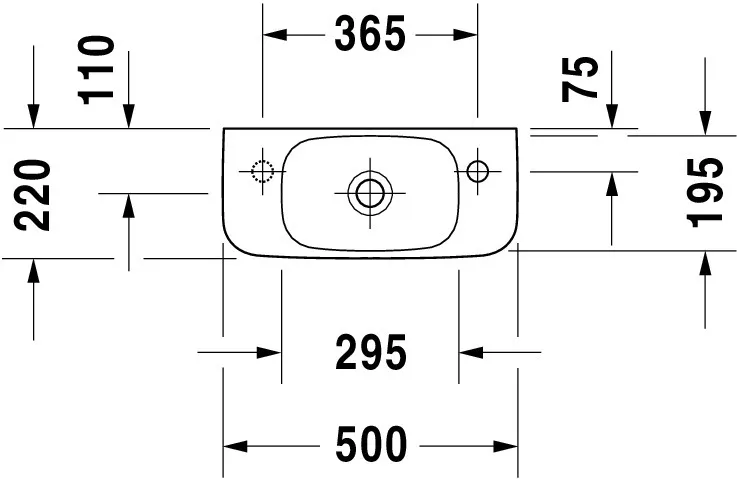 Wandwaschtisch „DuraStyle“, ohne Überlauf, Hahnlochposition rechts Wandwaschtisch „DuraStyle“, ohne Überlauf, Hahnlochposition rechts