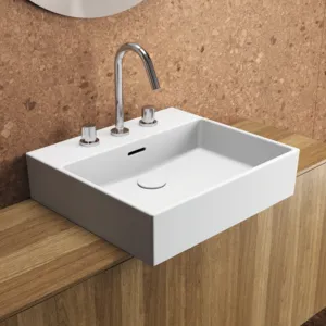 Waschbecken „Extra“ 50 × 45 × 15 cm, Hahnlochposition mittig in Weiß