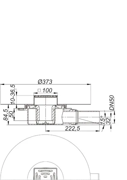 Bodenablauf DallDrain Select OM, DN 50, 100 x 100 mm