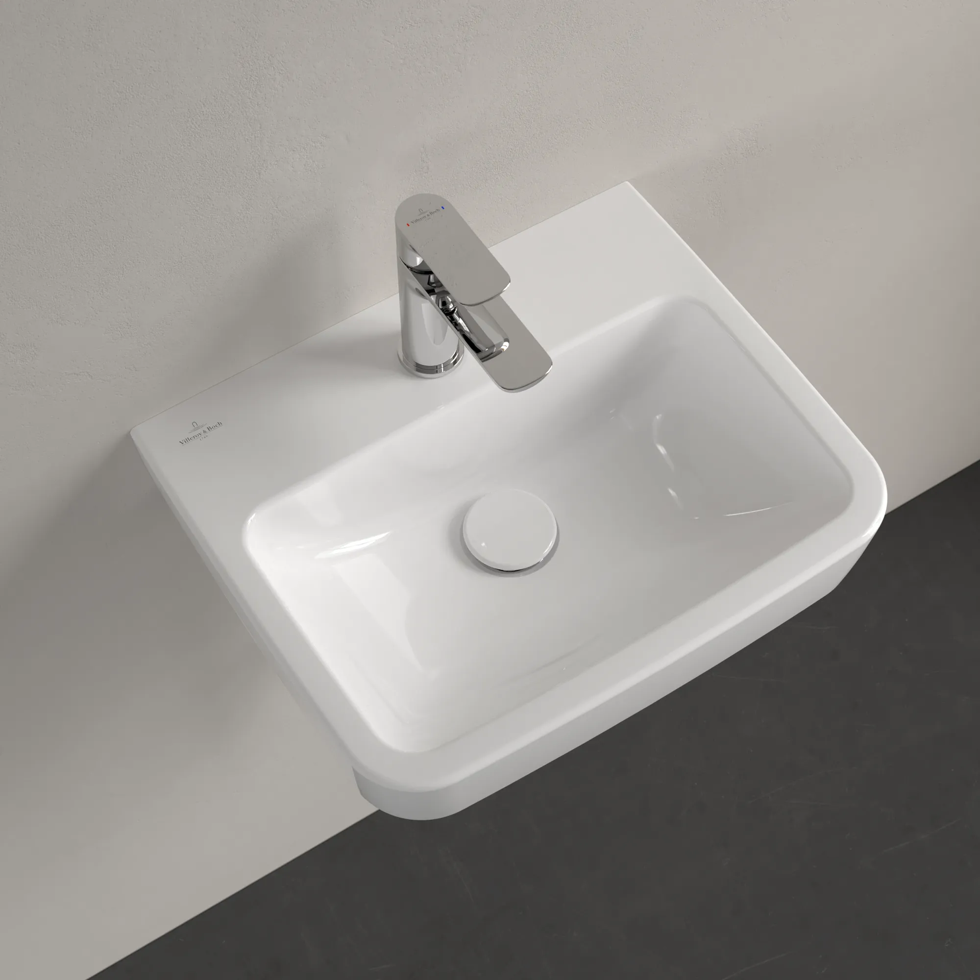 Villeroy & Boch Einbau-/Aufsatz Handwaschbecken geschliffen „O.novo“ 450 × 370 × 160 mm, für Becken mittig, mit Hahnlochbohrung, Hahnlochposition mittig in Weiß Alpin Villeroy & Boch Einbau-/Aufsatz Handwaschbecken geschliffen „O.novo“ 450 × 370 × 160 mm, für Becken mittig, mit Hahnlochbohrung, Hahnlochposition mittig in Weiß Alpin