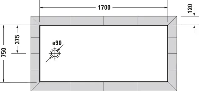Duravit rechteck Duschwanne „Tempano“ 170 × 75 cm