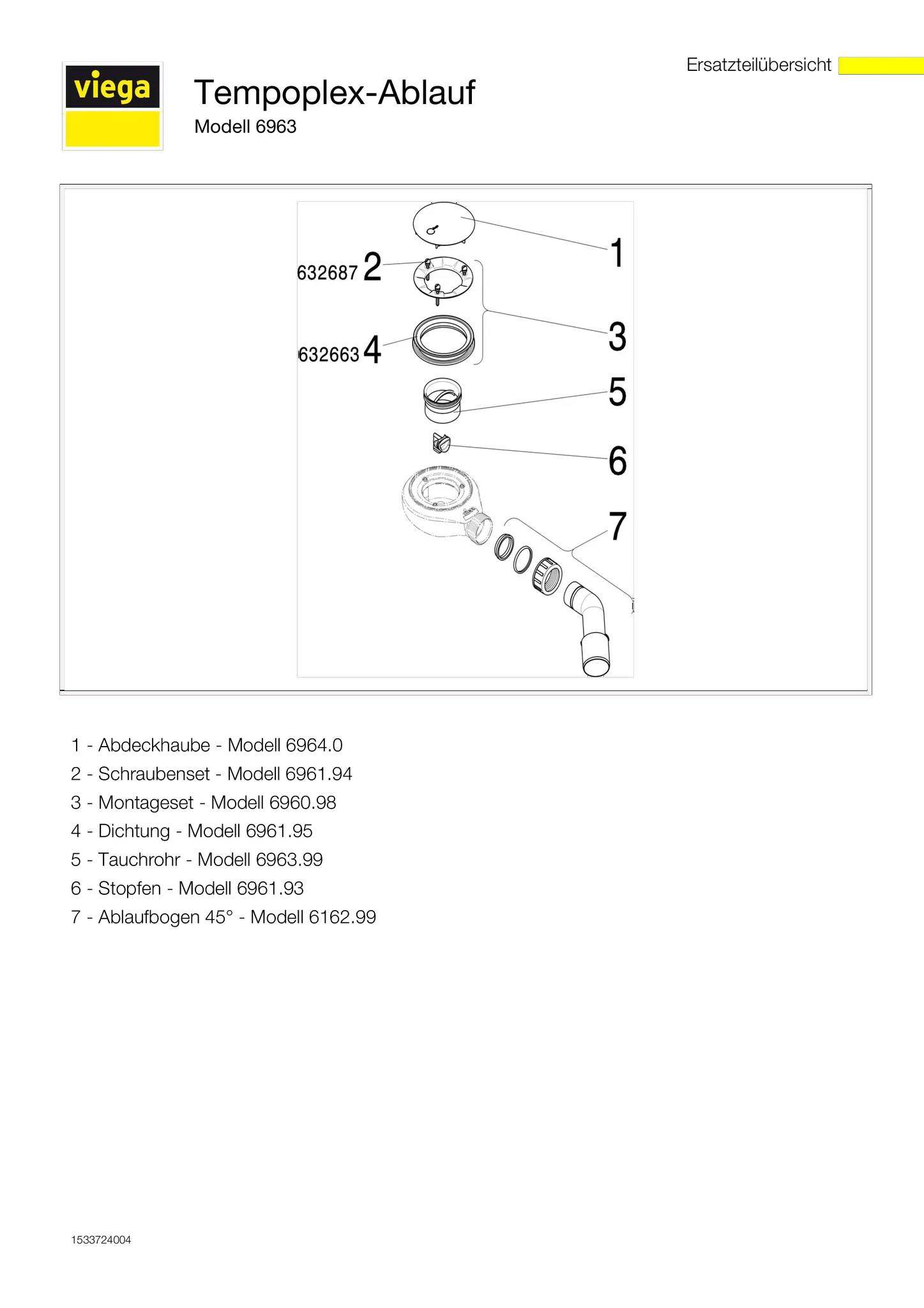 Ablaufgarnitur Tempoplex 6963 Ablaufgarnitur Tempoplex 6963