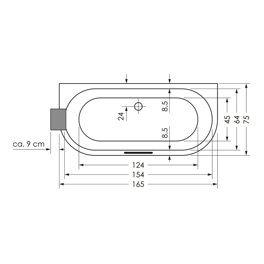repaBAD Badewanne „Livorno Oval“ vorwand oval 1650 × 750 mm, Mittelablauf, mittig in Weiß repaBAD Badewanne „Livorno Oval“ vorwand oval 1650 × 750 mm, Mittelablauf, mittig in Weiß