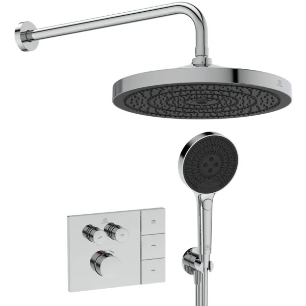 Armaturen-Paket Ceratherm Navigo Chrom, Brausethermostat Unterputz Bausatz 2 für Fertigmontage, Kopfbrause, Wandanschluss, Handbrause, Wandanschlussbogen Unterputz, Brauseschlauch Armaturen-Paket Ceratherm Navigo Chrom, Brausethermostat Unterputz Bausatz 2 für Fertigmontage, Kopfbrause, Wandanschluss, Handbrause, Wandanschlussbogen Unterputz, Brauseschlauch