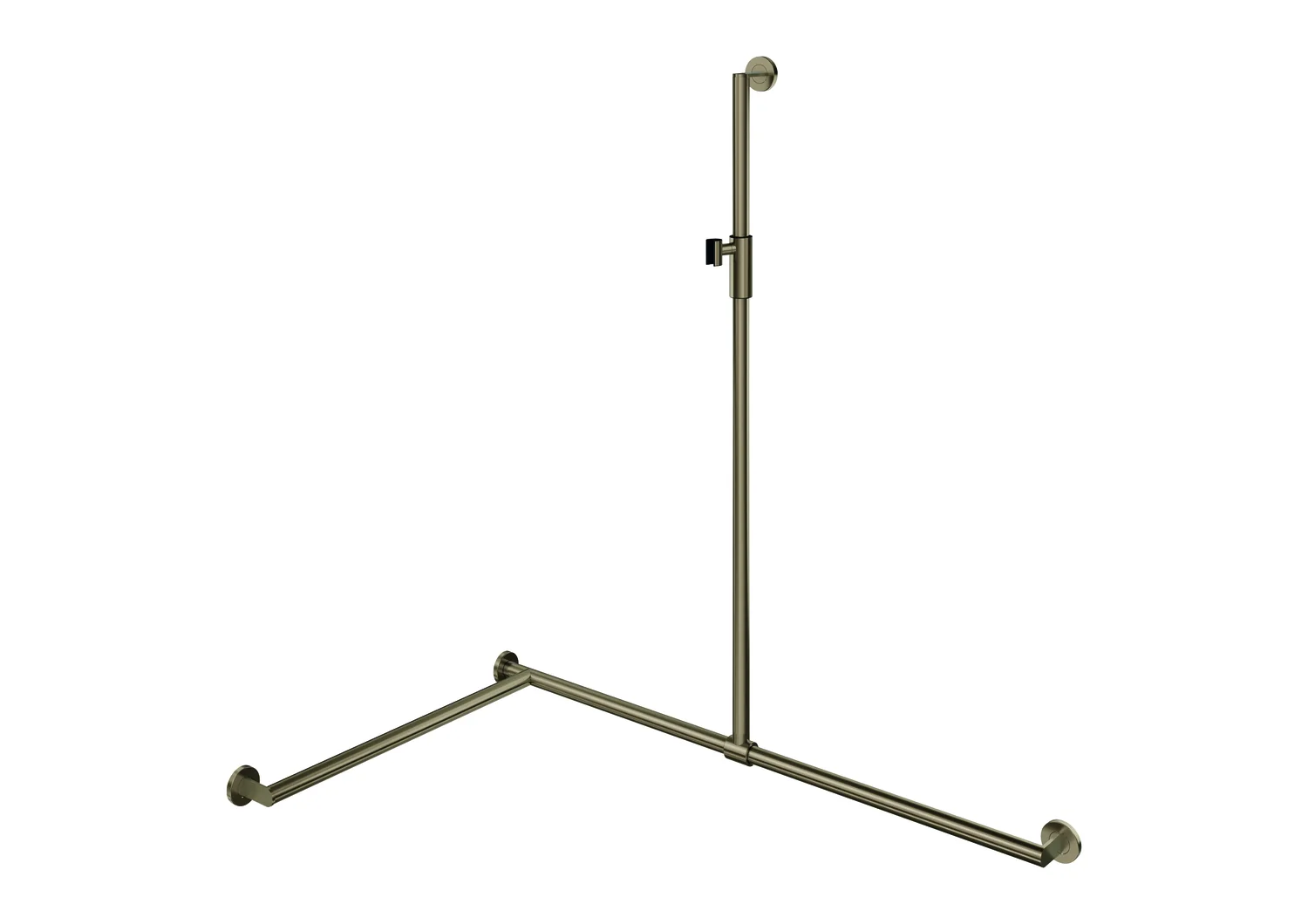 HEWI Duschhandlauf System 900, Edelstahl PVD Bronze gebürstet, verschiebbare Brausehalterstange, Längen: 1250 mm (senkrecht), 1185 mm & 765 mm (