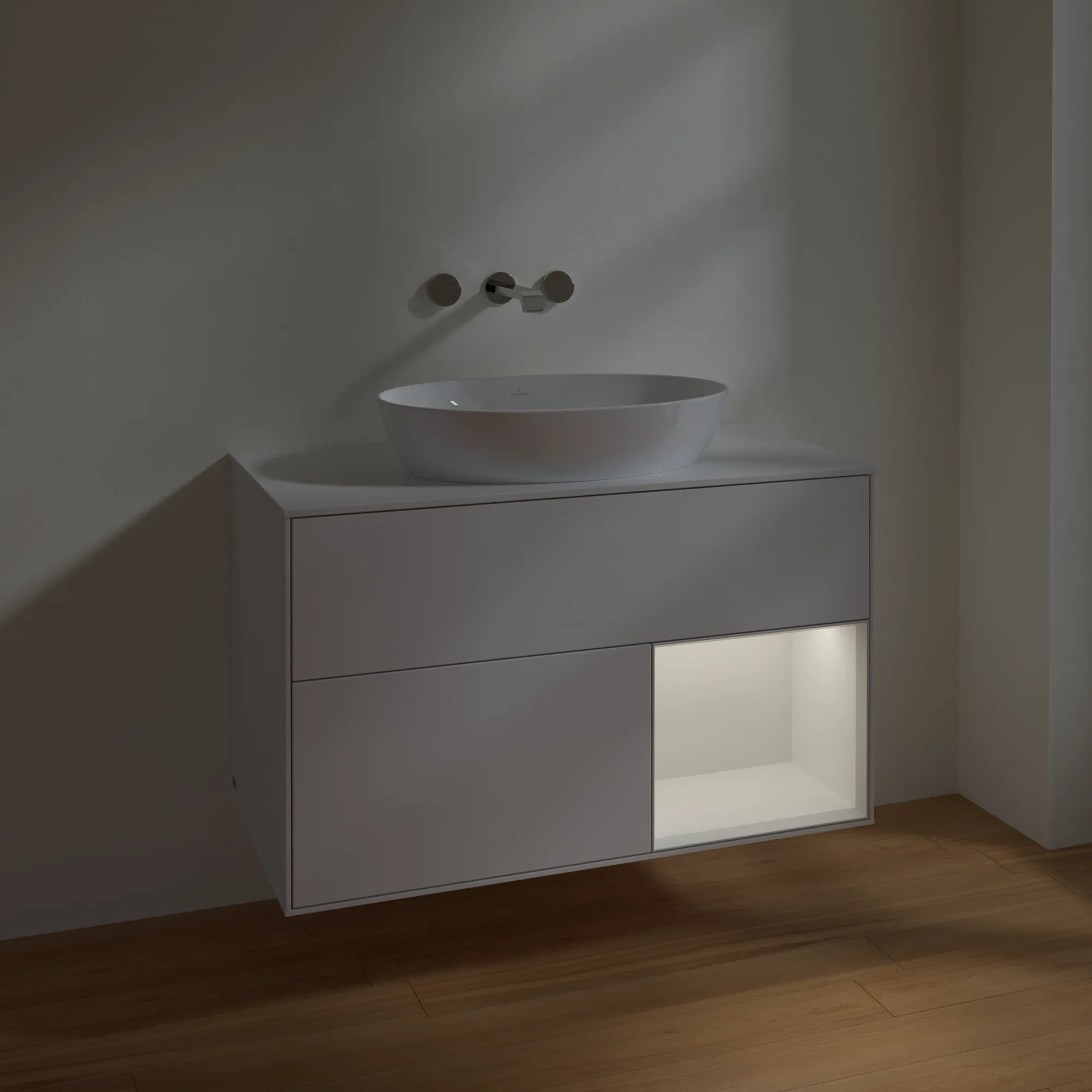Villeroy & Boch Finion FA2 Waschbeckenunterschrank Glossy White Lacquer / Glass White Matt Villeroy & Boch Finion FA2 Waschbeckenunterschrank Glossy White Lacquer / Glass White Matt