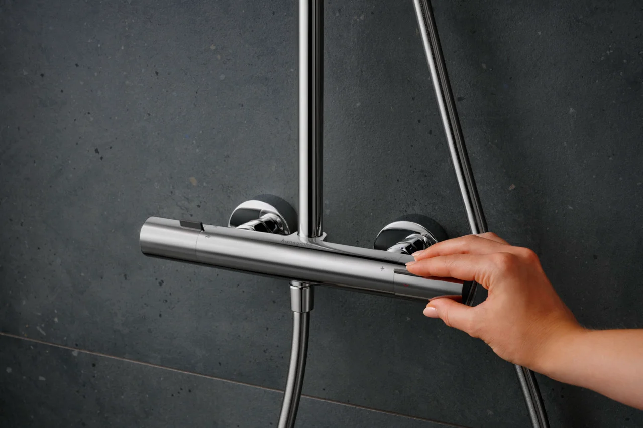 Hansgrohe Pulsify S Puro Showerpipe EcoSmart Brausethermostat Aufputz chrom, 1jet, 460 mm Arm, max. Durchfluss 8 l/min Hansgrohe Pulsify S Puro Showerpipe EcoSmart Brausethermostat Aufputz chrom, 1jet, 460 mm Arm, max. Durchfluss 8 l/min