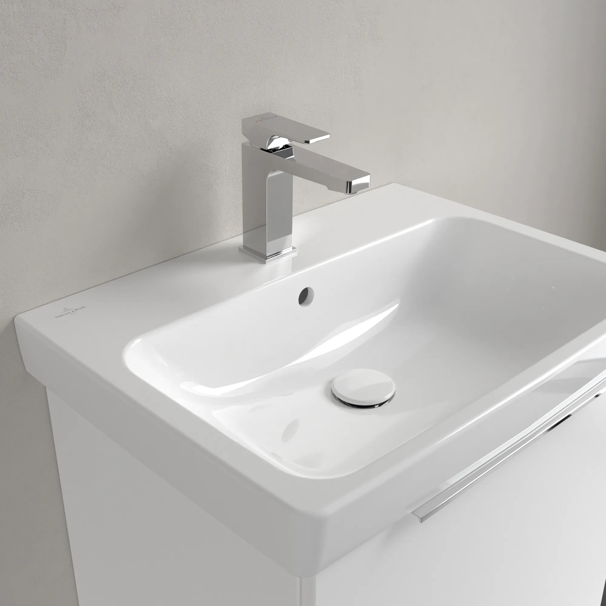Villeroy & Boch Waschbecken „Architectura“ 600 × 445 × 165 mm, ohne Hahnlochbohrung, für Becken mittig in Weiß Alpin Villeroy & Boch Waschbecken „Architectura“ 600 × 445 × 165 mm, ohne Hahnlochbohrung, für Becken mittig in Weiß Alpin