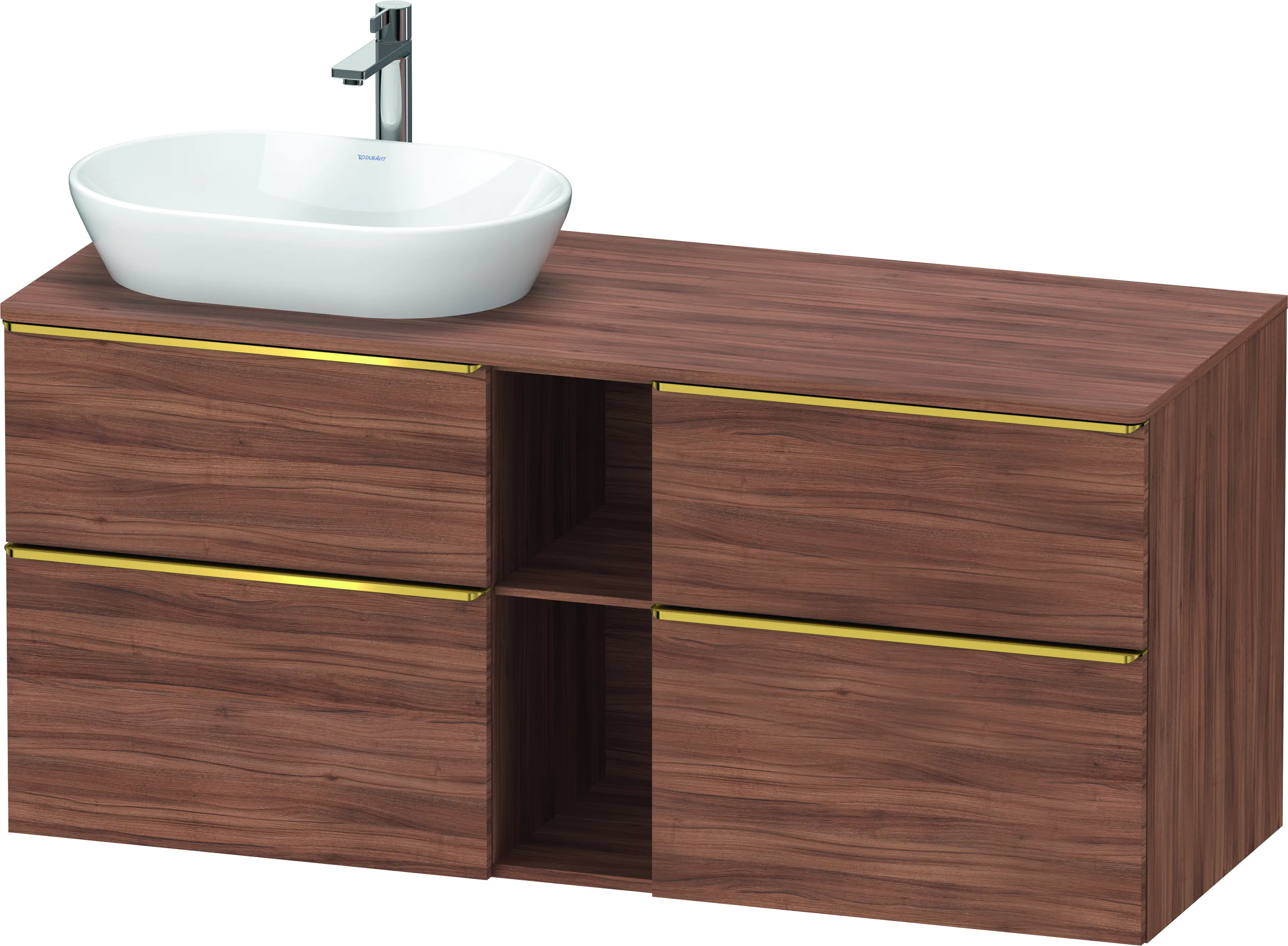 Duravit Waschtischunterschrank wandhängend „D-Neo“ 140 × 66,4 × 55 cm Nussbaum Natur