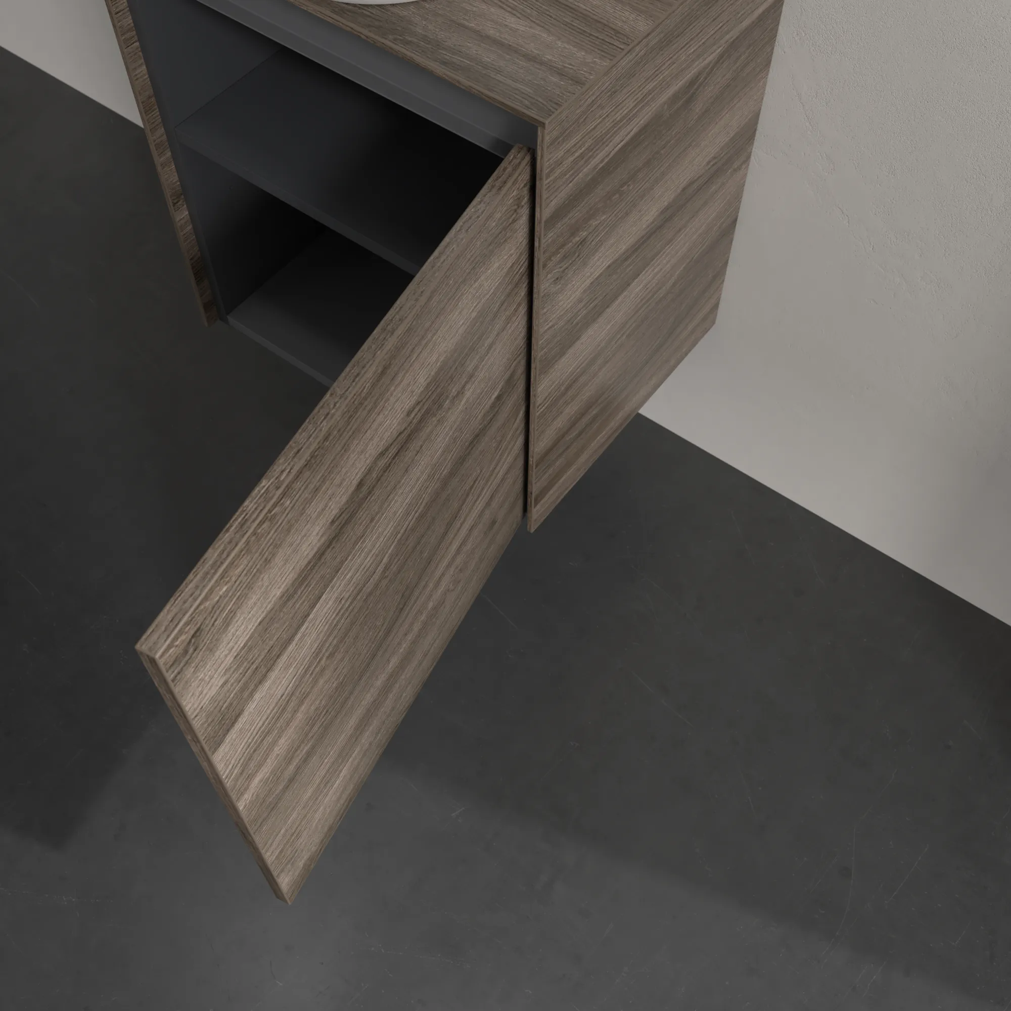 Villeroy & Boch Waschtischunterschrank „Collaro“ 500 × 548 × 380 mm Stone Oak, für Becken mittig, Anschlag rechts, mit Beleuchtung Villeroy & Boch Waschtischunterschrank „Collaro“ 500 × 548 × 380 mm Stone Oak, für Becken mittig, Anschlag rechts, mit Beleuchtung