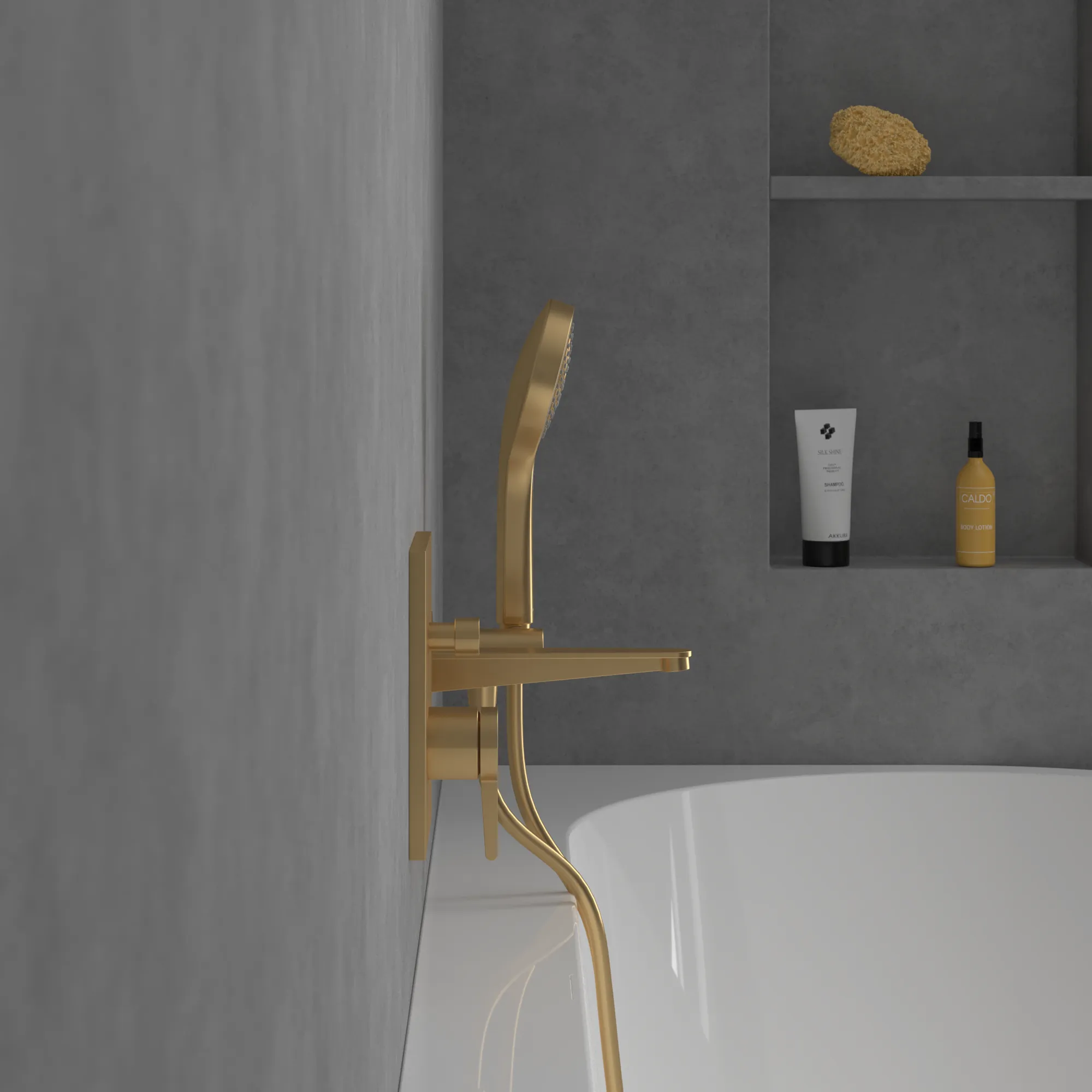 Zweihand-Unterputz-Armatur „Conum“ 12,4 cm in Brushed Gold Zweihand-Unterputz-Armatur „Conum“ 12,4 cm in Brushed Gold