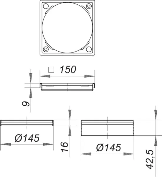 Aufsatzrahmen S 15/150, V4A, 150 x 150 mm