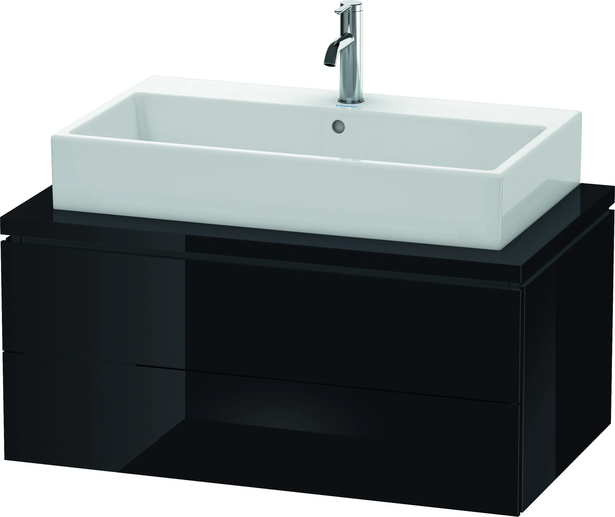 Duravit Waschtischunterschrank wandhängend „L-Cube“ 92 × 40 × 54,7 cm Schwarz Hochglanz