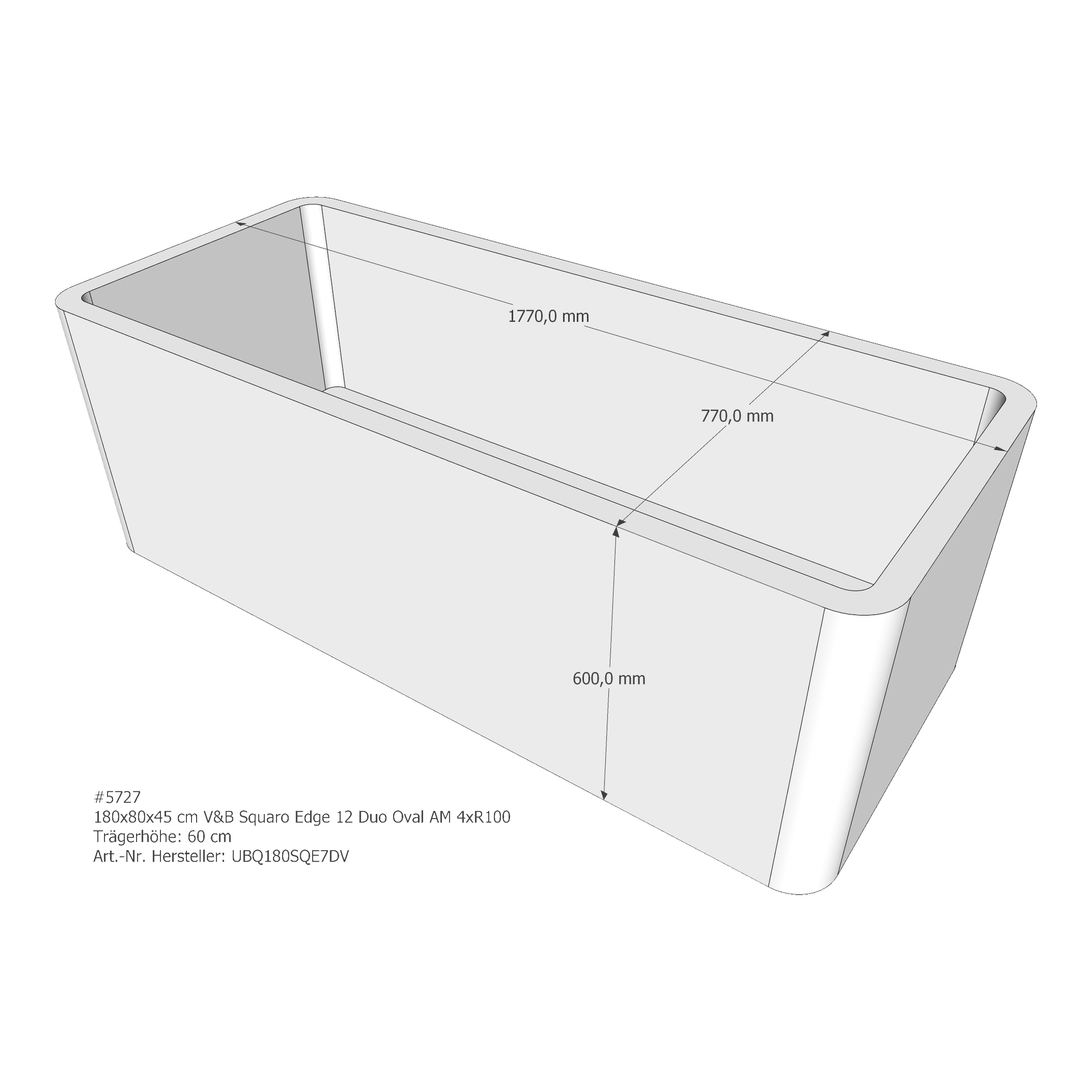 Badewannenträger für Villeroy & Boch Squaro Edge 12 180 × 80 × 45 cm Badewannenträger für Villeroy & Boch Squaro Edge 12 180 × 80 × 45 cm