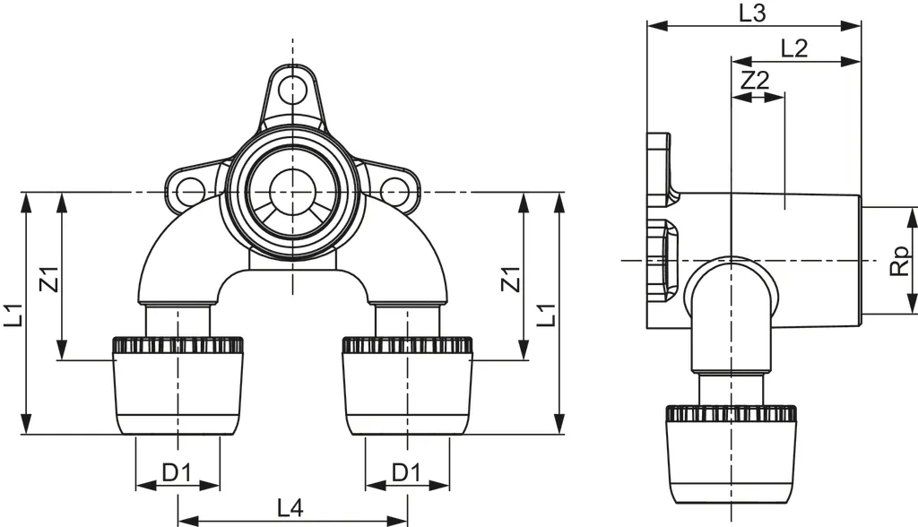 TECElogo-Ax U-Doppelwandscheibe Dimension 16 × Rp 1/2″, Siliziumbronze