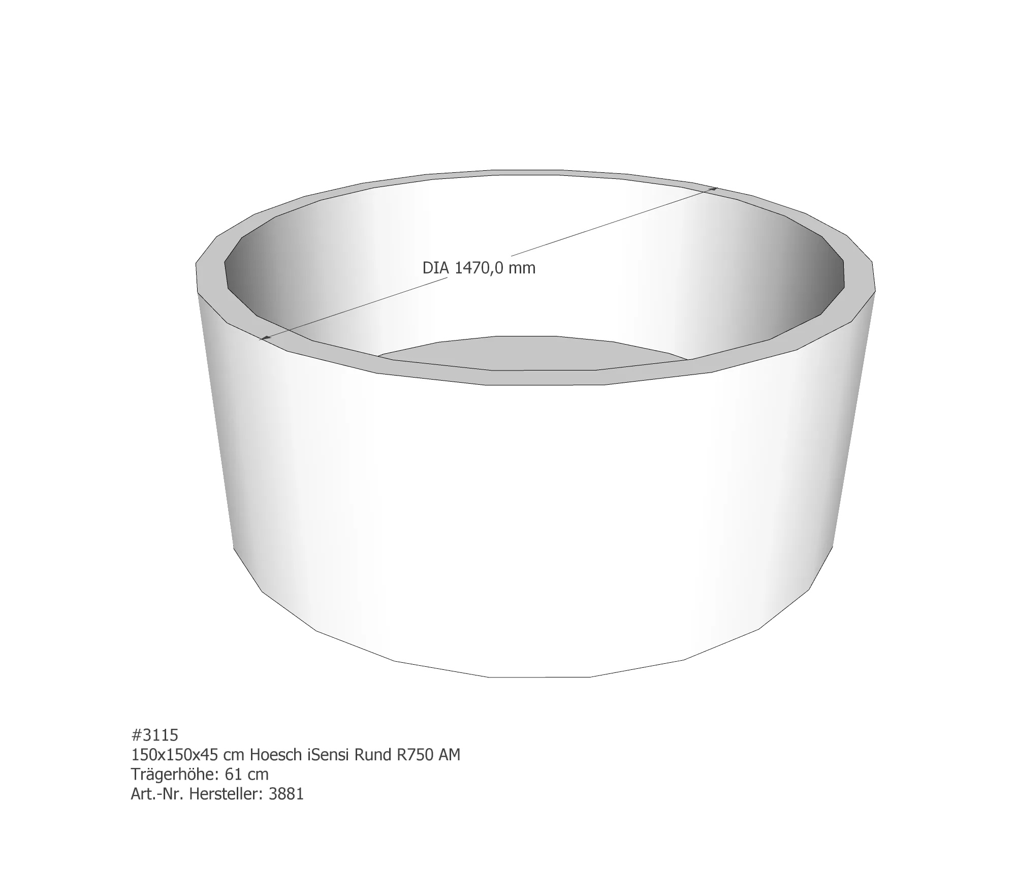 Badewannenträger passend für Hoesch iSensi 150 × 150 × 45 cm Badewannenträger passend für Hoesch iSensi 150 × 150 × 45 cm