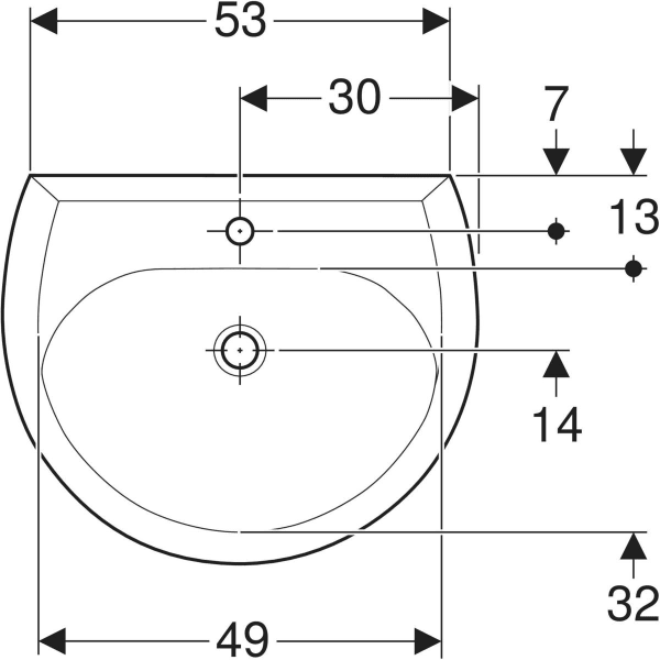 Wandwaschtisch „Renova“, mit Überlauf, Hahnlochposition mittig 60 × 49 cm in manhattan Wandwaschtisch „Renova“, mit Überlauf, Hahnlochposition mittig 60 × 49 cm in manhattan