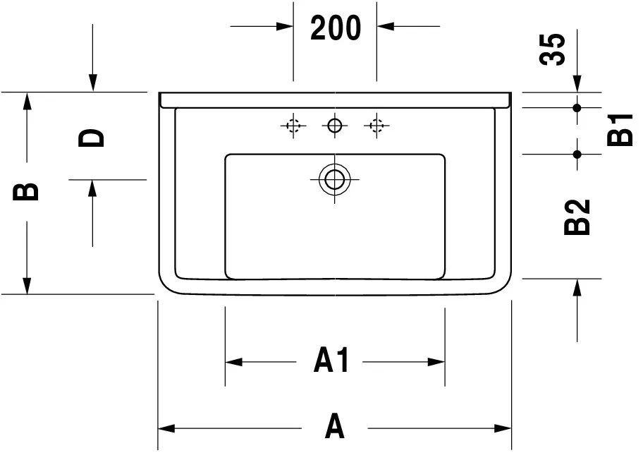 Wandwaschtisch „Starck 3“, mit Überlauf, Hahnlochposition mittig Wandwaschtisch „Starck 3“, mit Überlauf, Hahnlochposition mittig