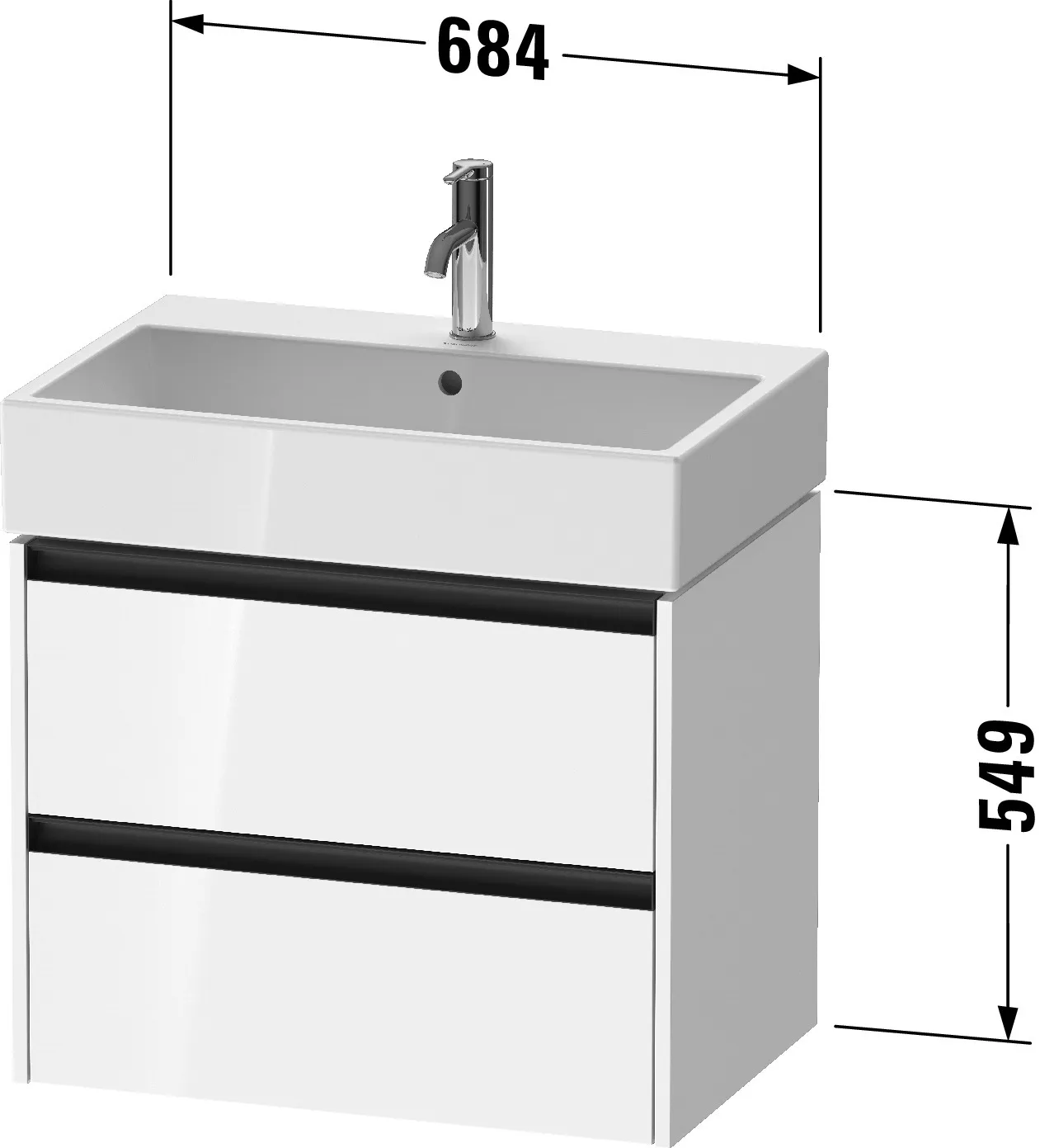 Duravit Waschtischunterschrank wandhängend „Ketho.2“ 68,4 × 54,9 × 46 cm in Eiche Schwarz