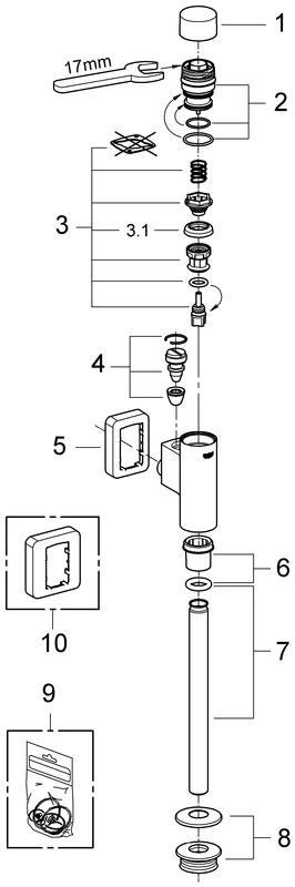 Urinal-Druckspüler Rondo 37339, DN 15, integrierte Vorabsperrung, chrom