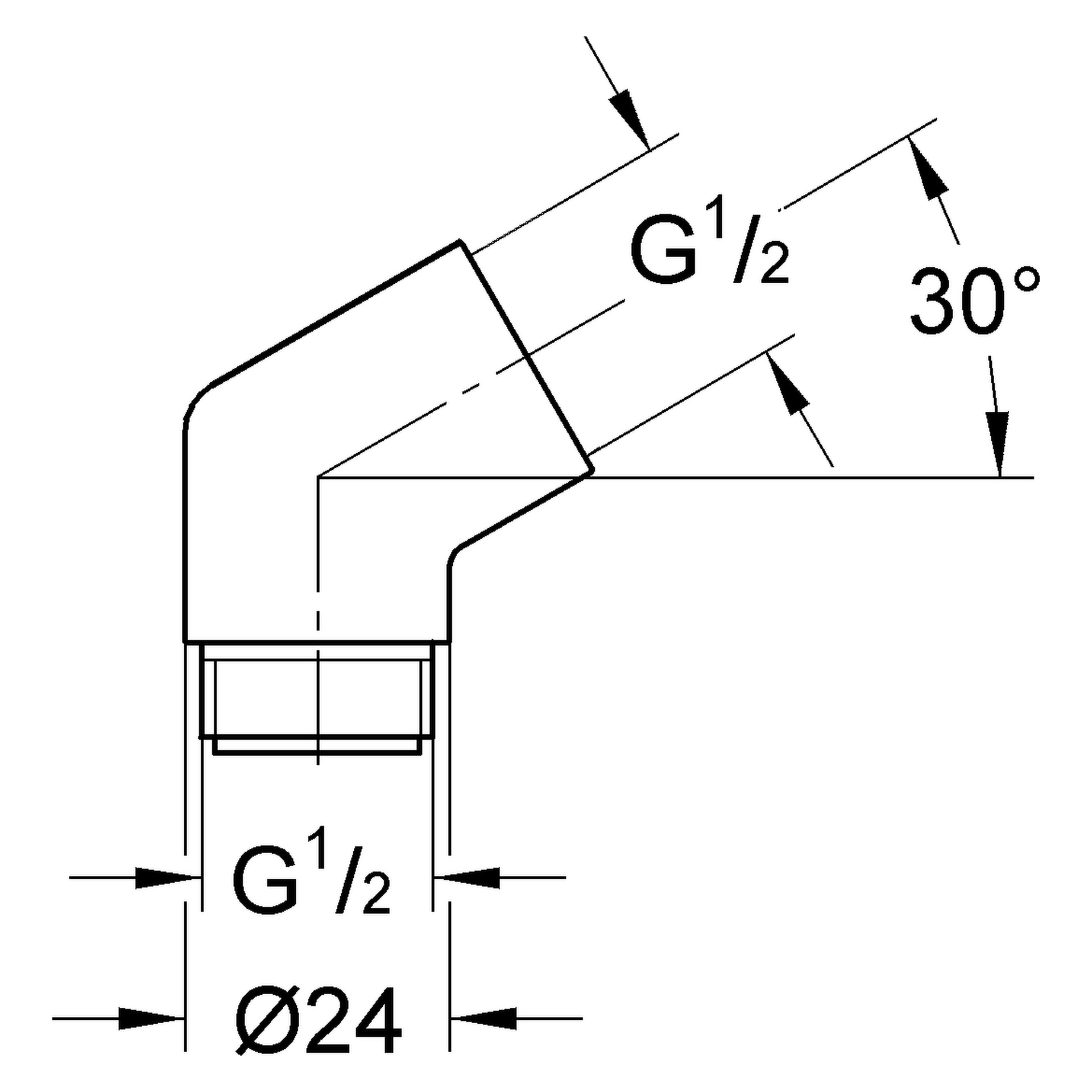 Adapter Sena 28389, 1/2″ × 1/2″, zur Verwendung mit Brausehalter oder Brausestange, chrom