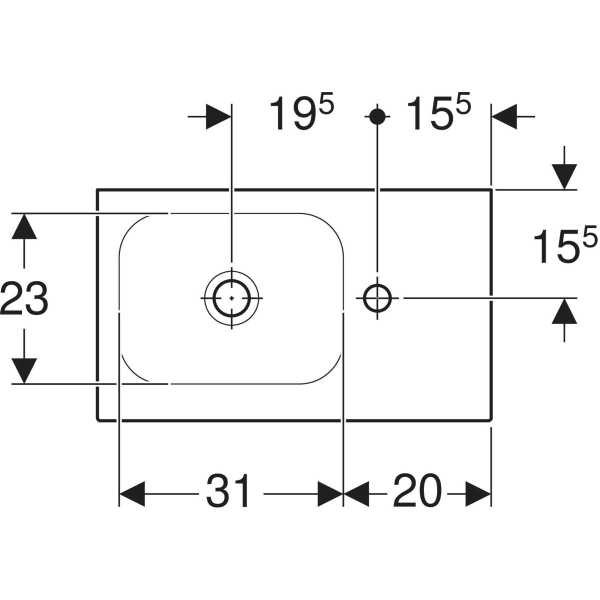 Wandwaschtisch mit Ablagefläche „iCon Light“, rechteckig, Hahnlochposition rechts, Ablagefläche rechts, mittig 53 × 31 cm in weiß matt Wandwaschtisch mit Ablagefläche „iCon Light“, rechteckig, Hahnlochposition rechts, Ablagefläche rechts, mittig 53 × 31 cm in weiß matt