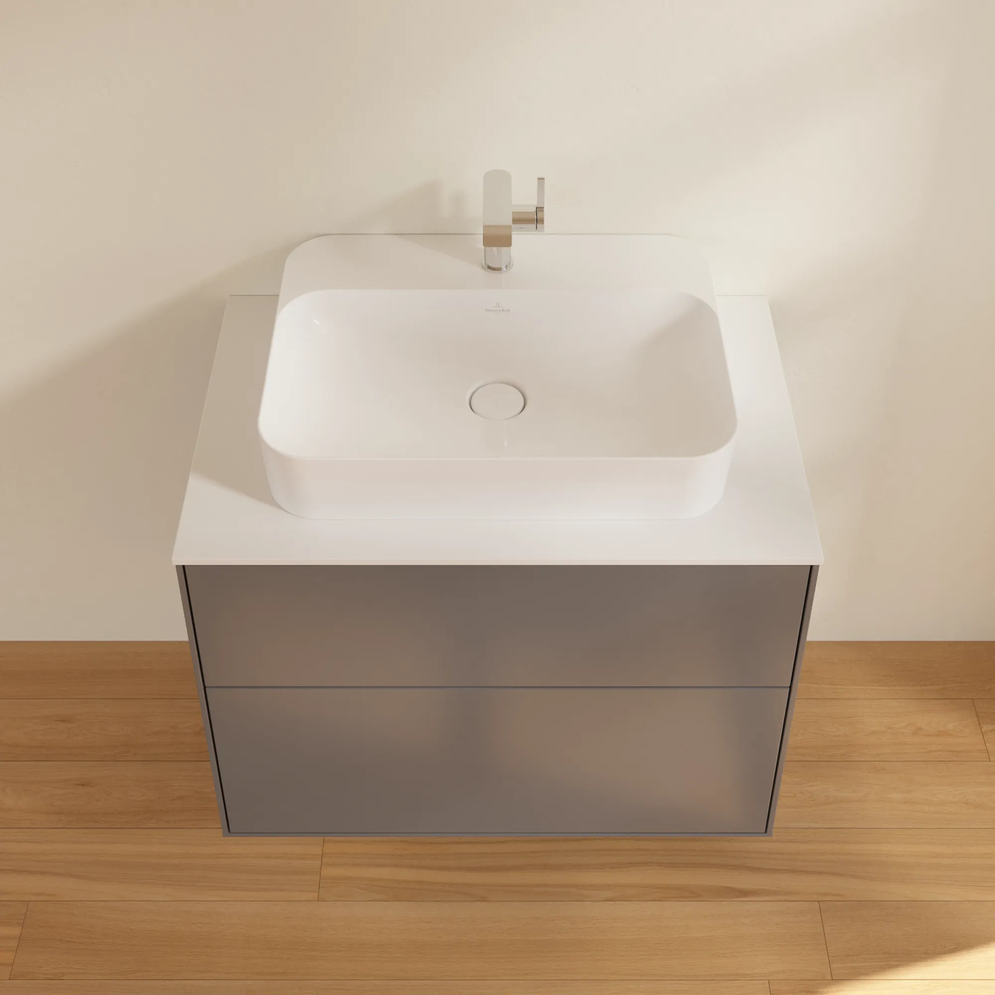 Villeroy & Boch Waschbeckenunterschrank Finion F34, Anthracite Matt Lacquer, 800 x 603 x 501 mm, mit SoftClosing und Push-to-open Funktion