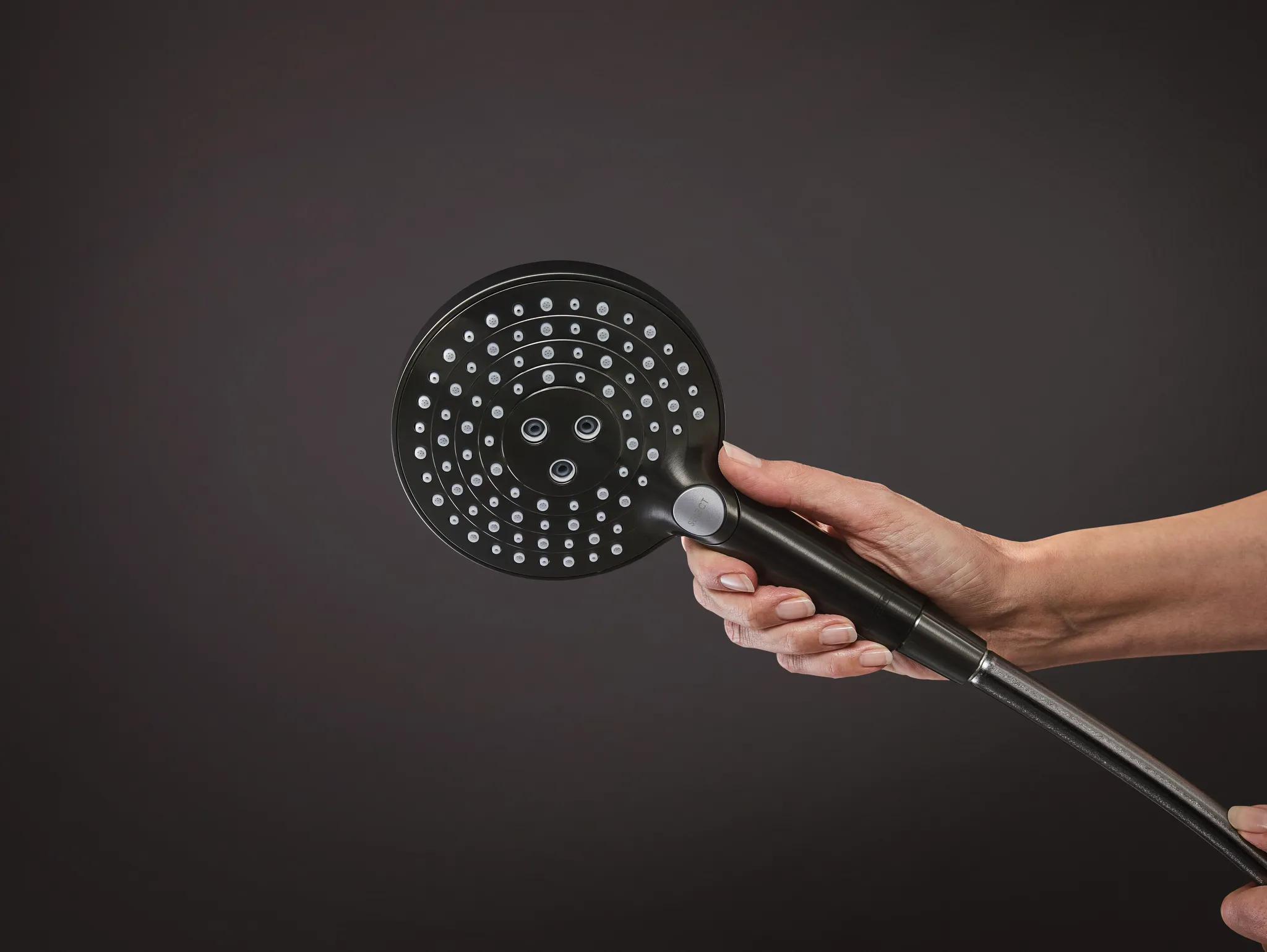 Hansgrohe Handbrause Raindance Select S 120, 3jet PowderRain BBC, 125 mm Brausekopfgröße, Brushed Black Chrome