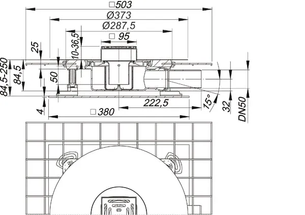 Schallschutzablauf CeraDrain Pure, DN 50 100 x 100 mm Schallschutzablauf CeraDrain Pure, DN 50 100 x 100 mm
