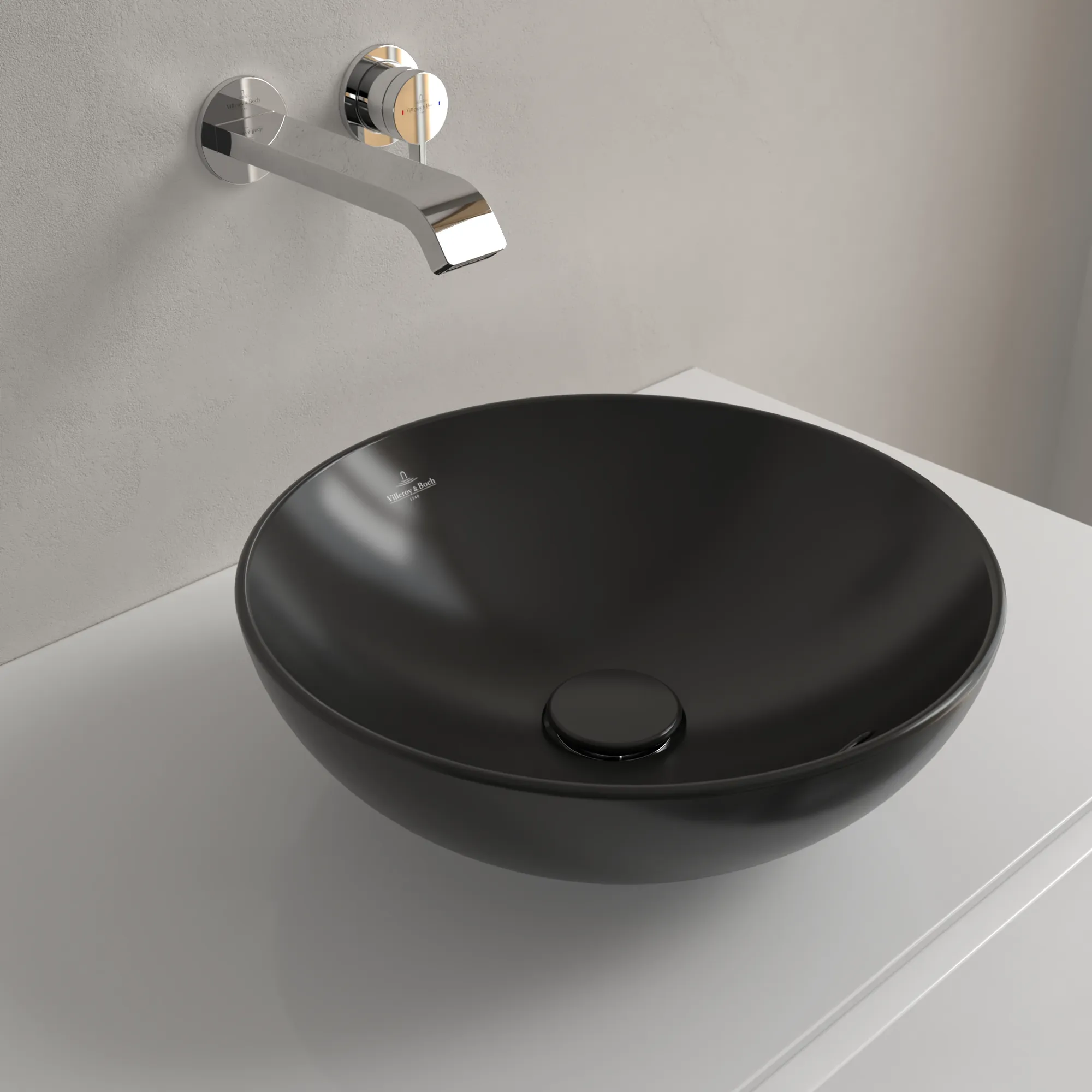 Villeroy & Boch Aufsatzwaschbecken Loop & Friends Pure Black CeramicPlus 380x380x150 mm mit Überlauf Villeroy & Boch Aufsatzwaschbecken Loop & Friends Pure Black CeramicPlus 380x380x150 mm mit Überlauf