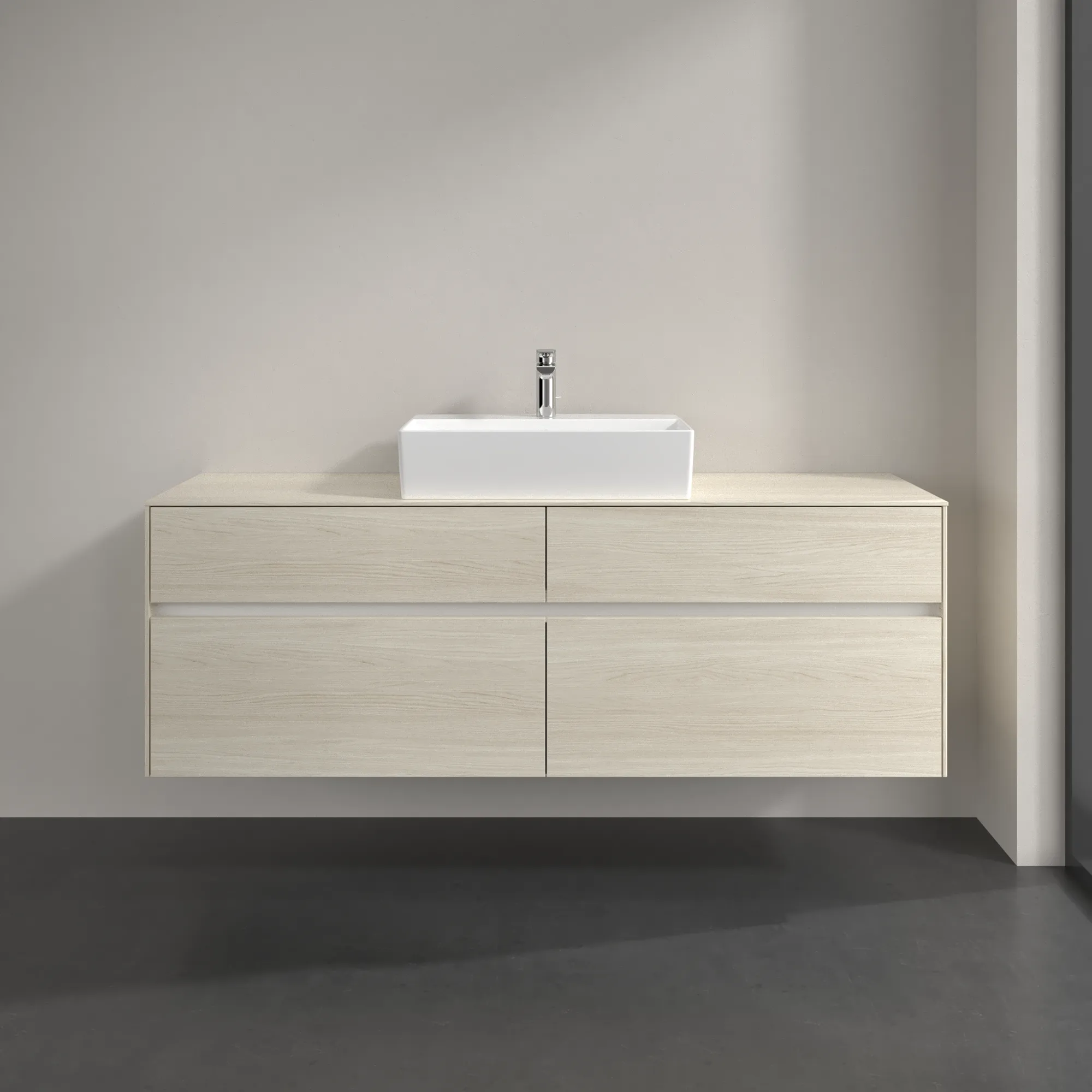 Villeroy & Boch Waschtischunterschrank „Collaro“ 1600 × 548 × 500 mm White Oak, mit Beleuchtung, für Becken mittig