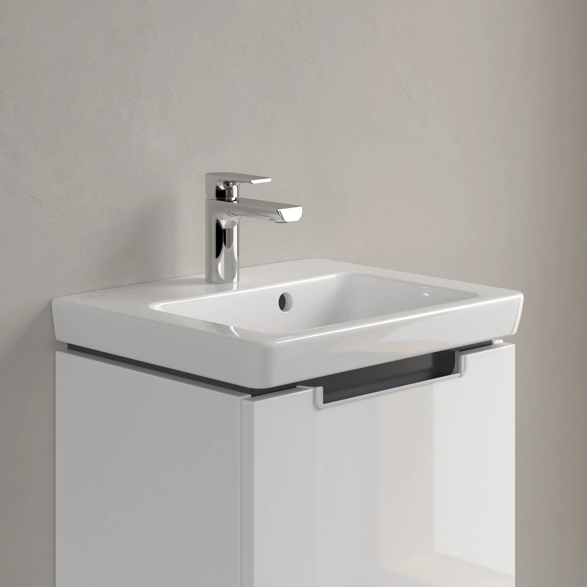 Villeroy & Boch Handwaschbecken für Montage mit Möbel „Subway 2.0“ 450 × 370 × 155 mm, mit Hahnlochbohrung, Hahnlochposition mittig, mit Hahnlochbank in Weiß Alpin Villeroy & Boch Handwaschbecken für Montage mit Möbel „Subway 2.0“ 450 × 370 × 155 mm, mit Hahnlochbohrung, Hahnlochposition mittig, mit Hahnlochbank in Weiß Alpin