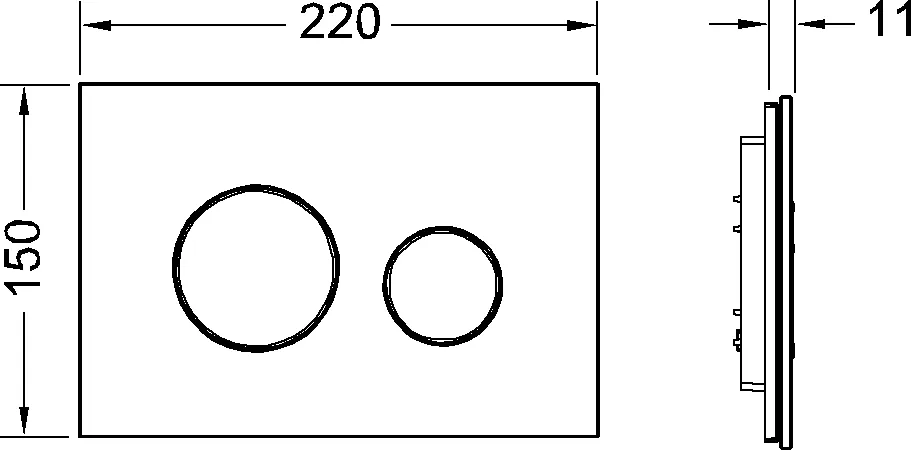 Loop WC-Betätigungsplatte Glas mit runden Betätigungstasten, 2-Mengen-Spülung, flach