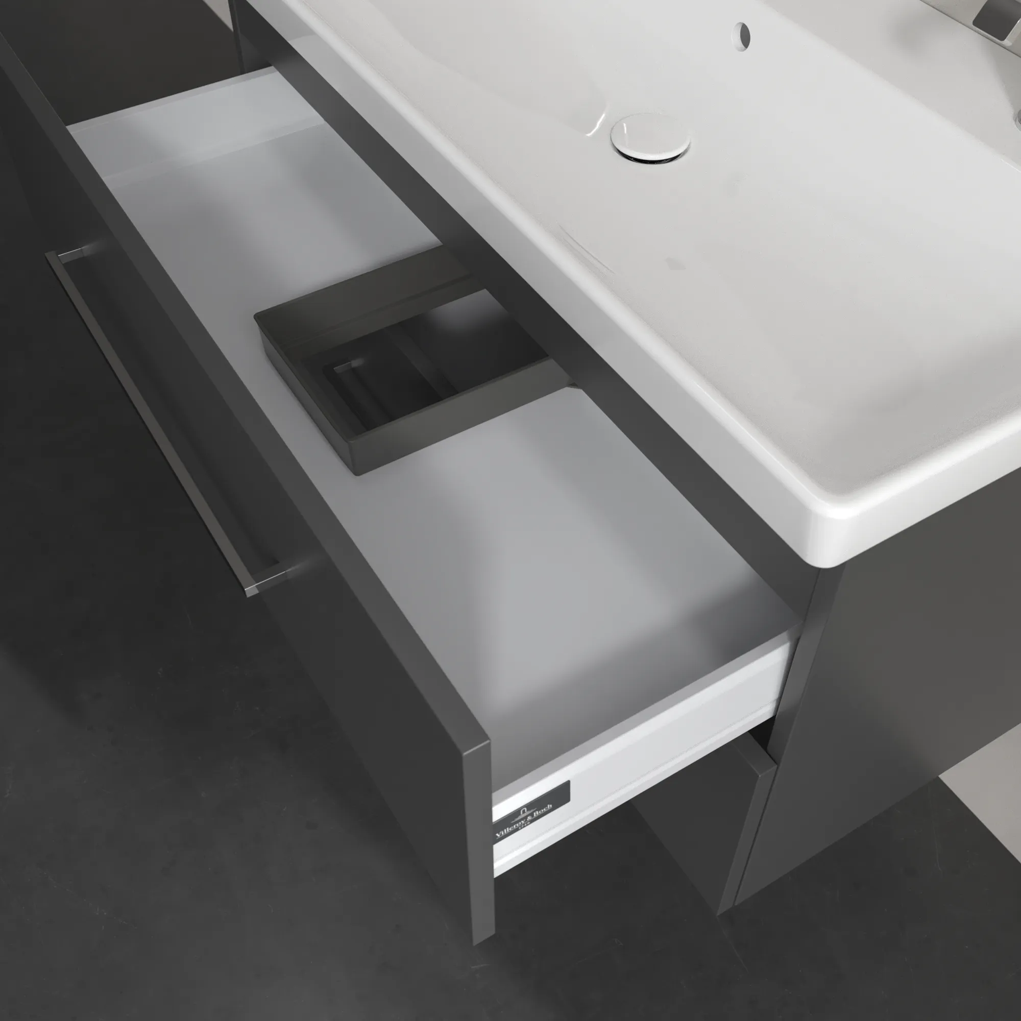 Villeroy & Boch Waschtischunterschrank „Avento“ für Schrankwaschtisch 980 × 514 × 452 mm Graphite, Soft Closing