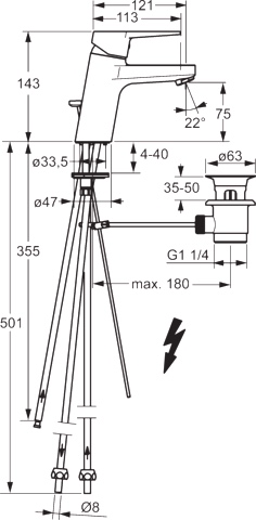 HansaTWIST Waschtischarmatur Einhebelmischer HansaTWIST 0913 Kupferrohr Zugstangenablaufgarnitur Ausladung 121 mm DN15 Chrom HansaTWIST Waschtischarmatur Einhebelmischer HansaTWIST 0913 Kupferrohr Zugstangenablaufgarnitur Ausladung 121 mm DN15 Chrom