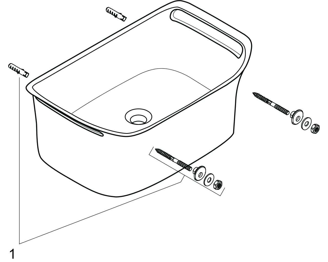 Waschbecken Axor Urquiola wandhängend 625mm Waschbecken Axor Urquiola wandhängend 625mm