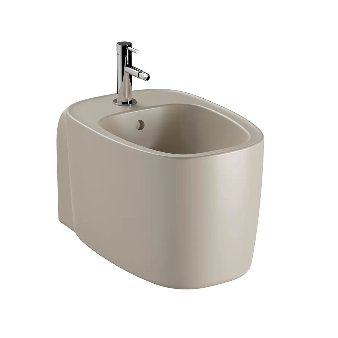 VitrA Plural Wand-Bidet mit verdeckter Befestigung, 37 x 55 cm, Taupe Matt