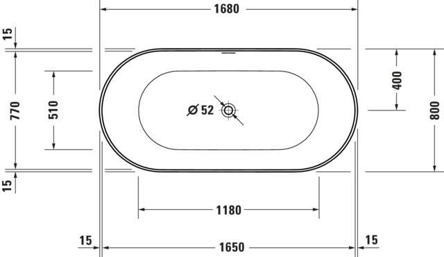 Duravit Badewanne „DuraKanto“ freistehend oval 170 × 80 cm 
