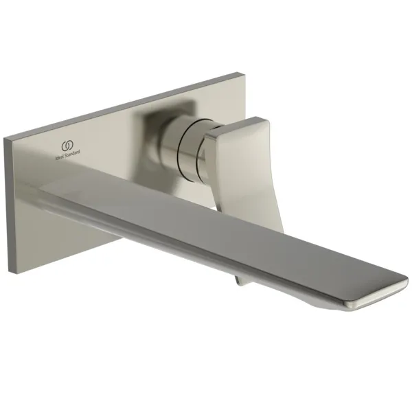 Ideal Standard Wand-Waschtischarmatur Conca Arm A7372GN, eckige Rosette, Ausladung 220mm, Silver Storm