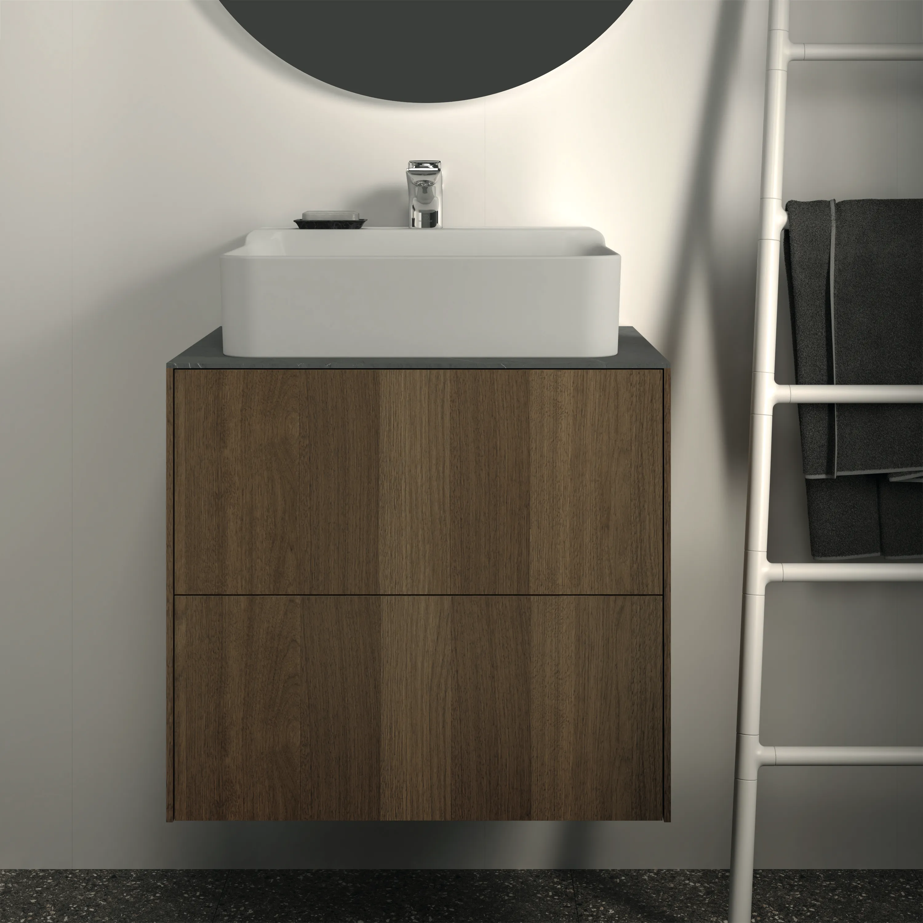 Ideal Standard Waschtischunterschrank „Conca“ 60 × 54 × 50,5 cm Walnuss dunkel Furnier Ideal Standard Waschtischunterschrank „Conca“ 60 × 54 × 50,5 cm Walnuss dunkel Furnier