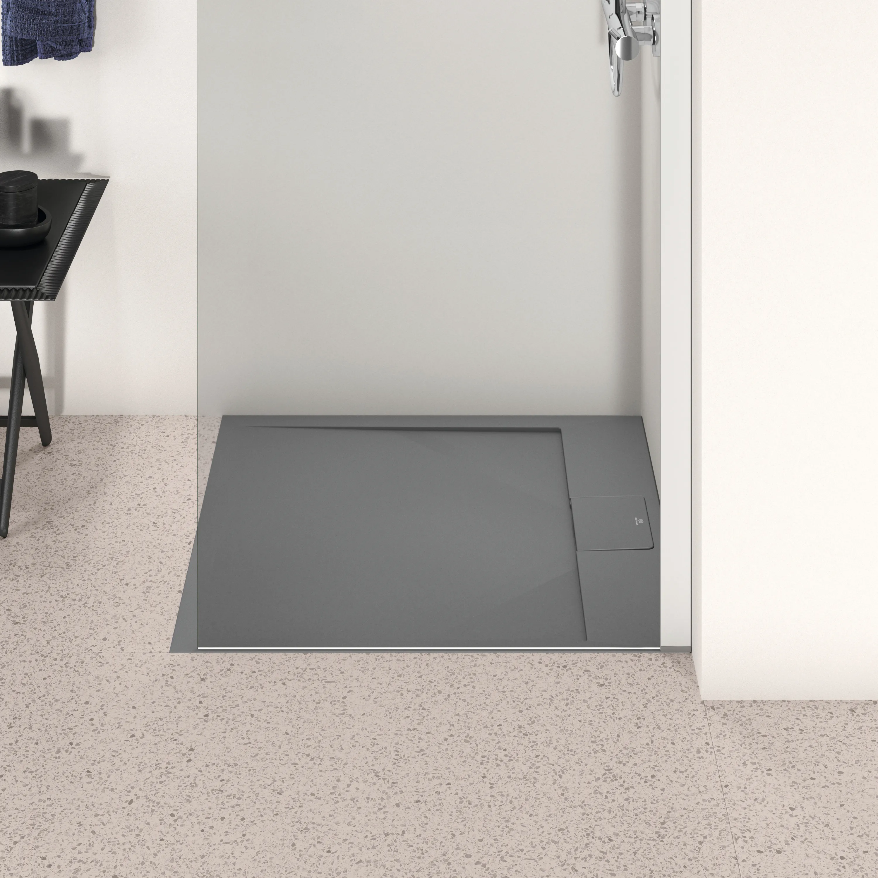 Ideal Standard Quadrat-Brausewanne Ultra Flat S i.life, 700x700x30 mm, Quarzgrau